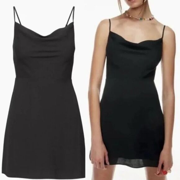 Sunday Best Aritzia Spencer Dress Cowl-Neck Mini Dress Black SzM - Picture 1 of 13